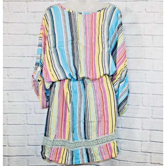 Dotti Havana Coast Striped Tunic Swim Cover-Up Multicolor Size Medium $58 - Picture 6 of 8